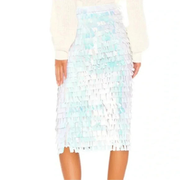 626 House of Harlow 1960 x Revolve Niven Skirt in White Iridescent - Picture 3 of 10